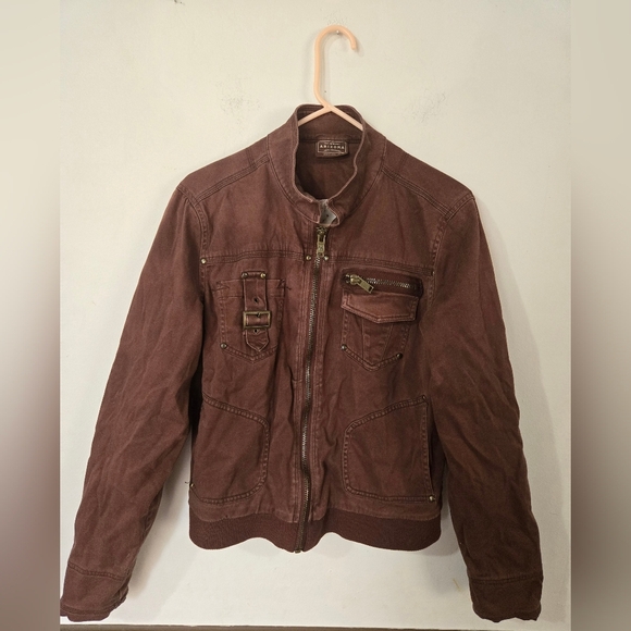 Arizona Brown Bomber Jacket Women's Size Large Coat Y2K - Picture 1 of 8